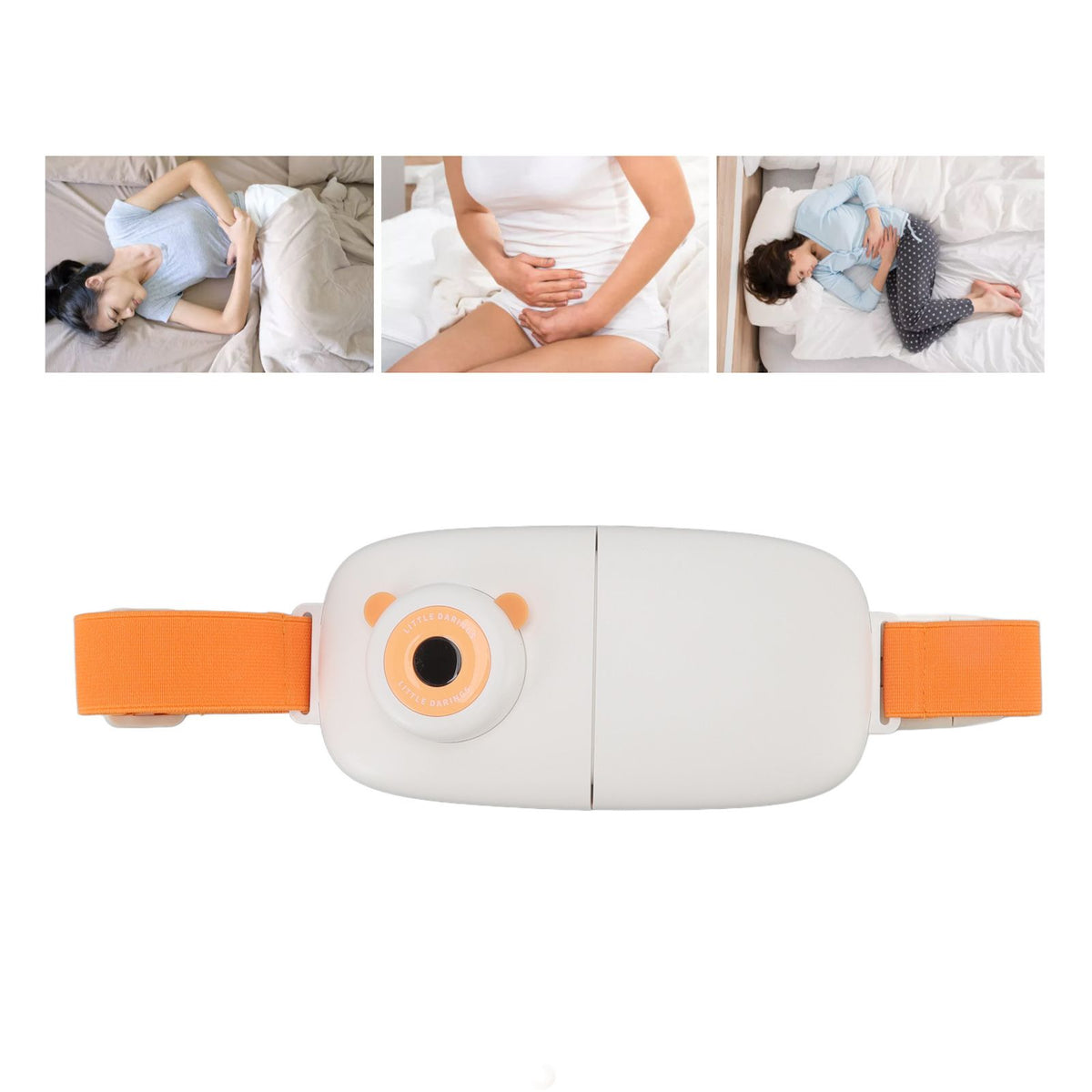 Foldable Menstrual Pain Belt Digital Display USB Charging Fast Heating Waist Warming Belt for Women Orange