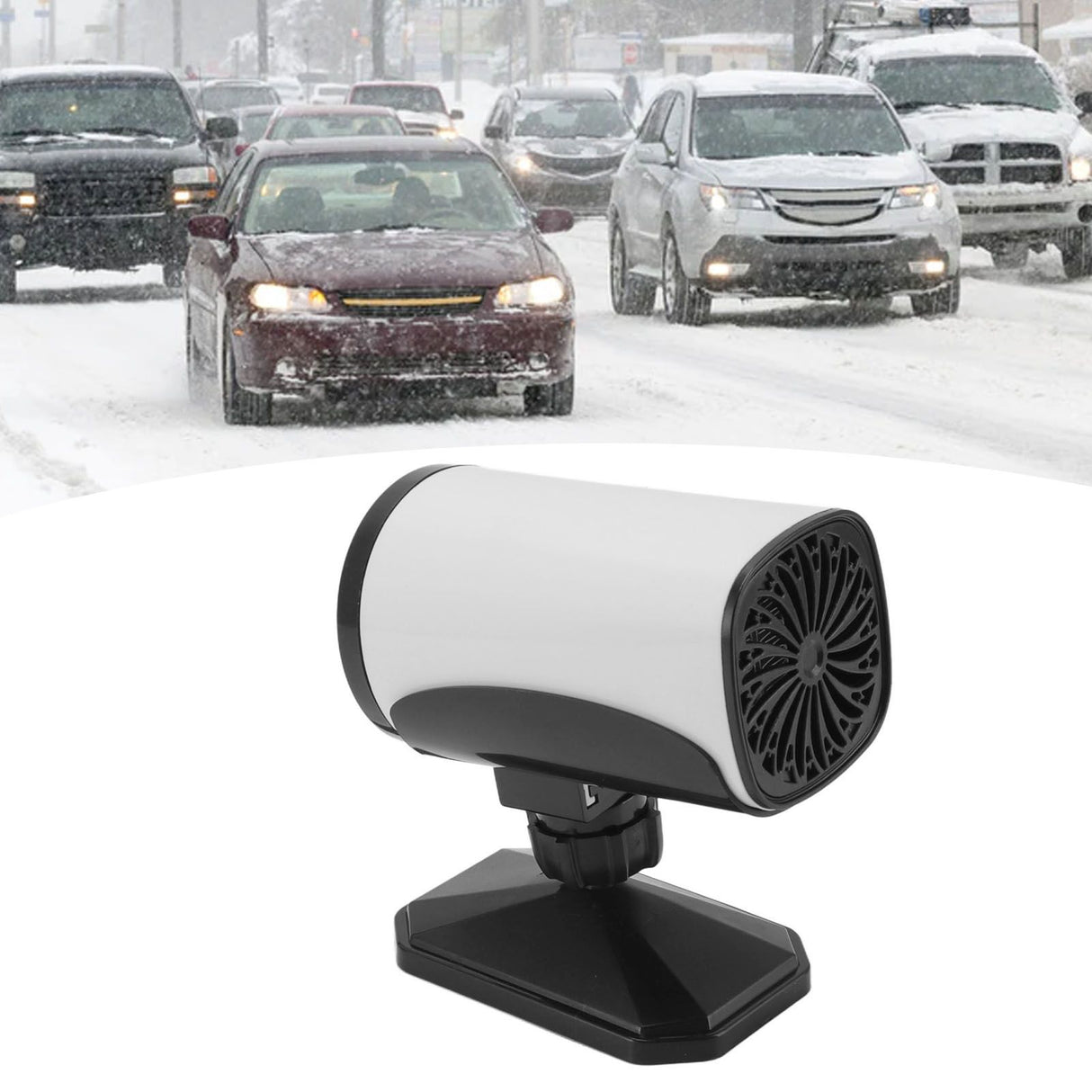 150W Car Heater 2 Modes Warming Cooling 360 Degree Rotation Portable Car Defroster Defogger 12V White