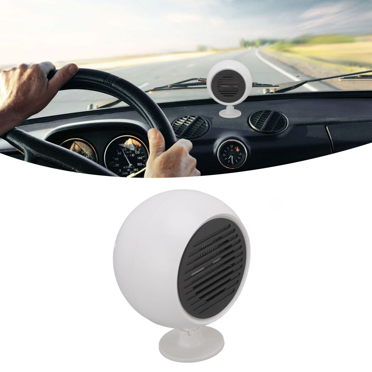 Car Heater Constant Temperature Low Noise Wide Angle 360° Adjustable Car Heater Fan White 12V