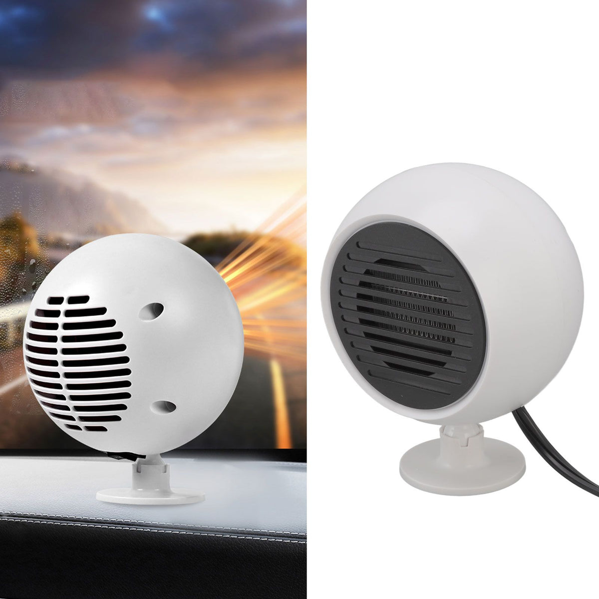 Car Heater Constant Temperature Low Noise Wide Angle 360° Adjustable Car Heater Fan White 24V