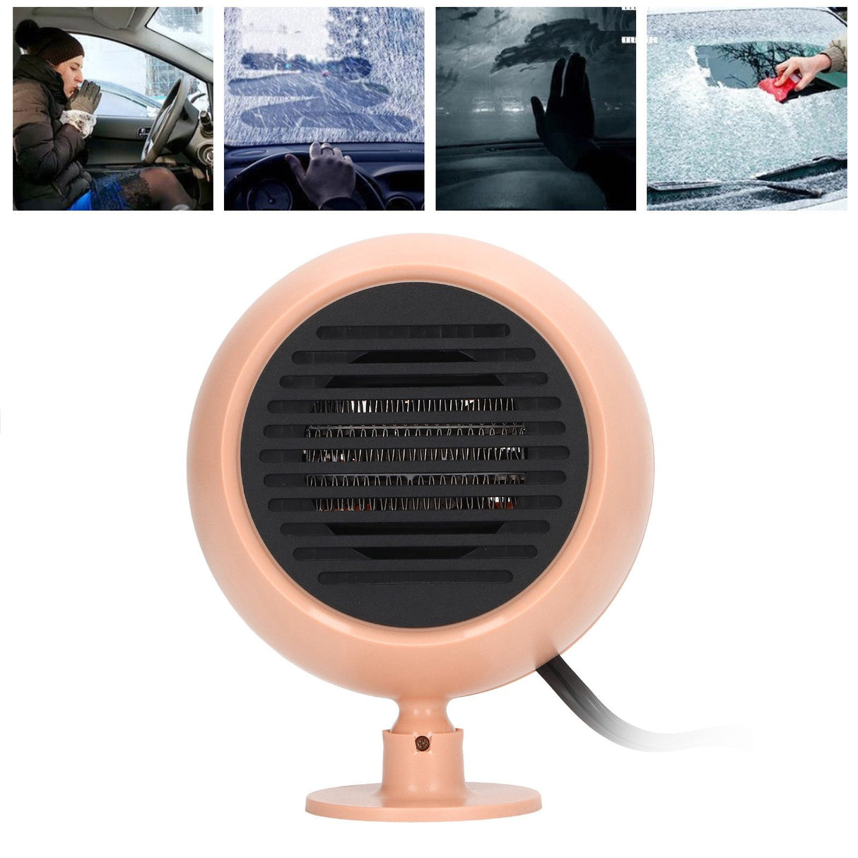 Car Heater Multi Angle Rotation Planetary Car Heater Portable Windshield Defogger Defroster Pink 12V