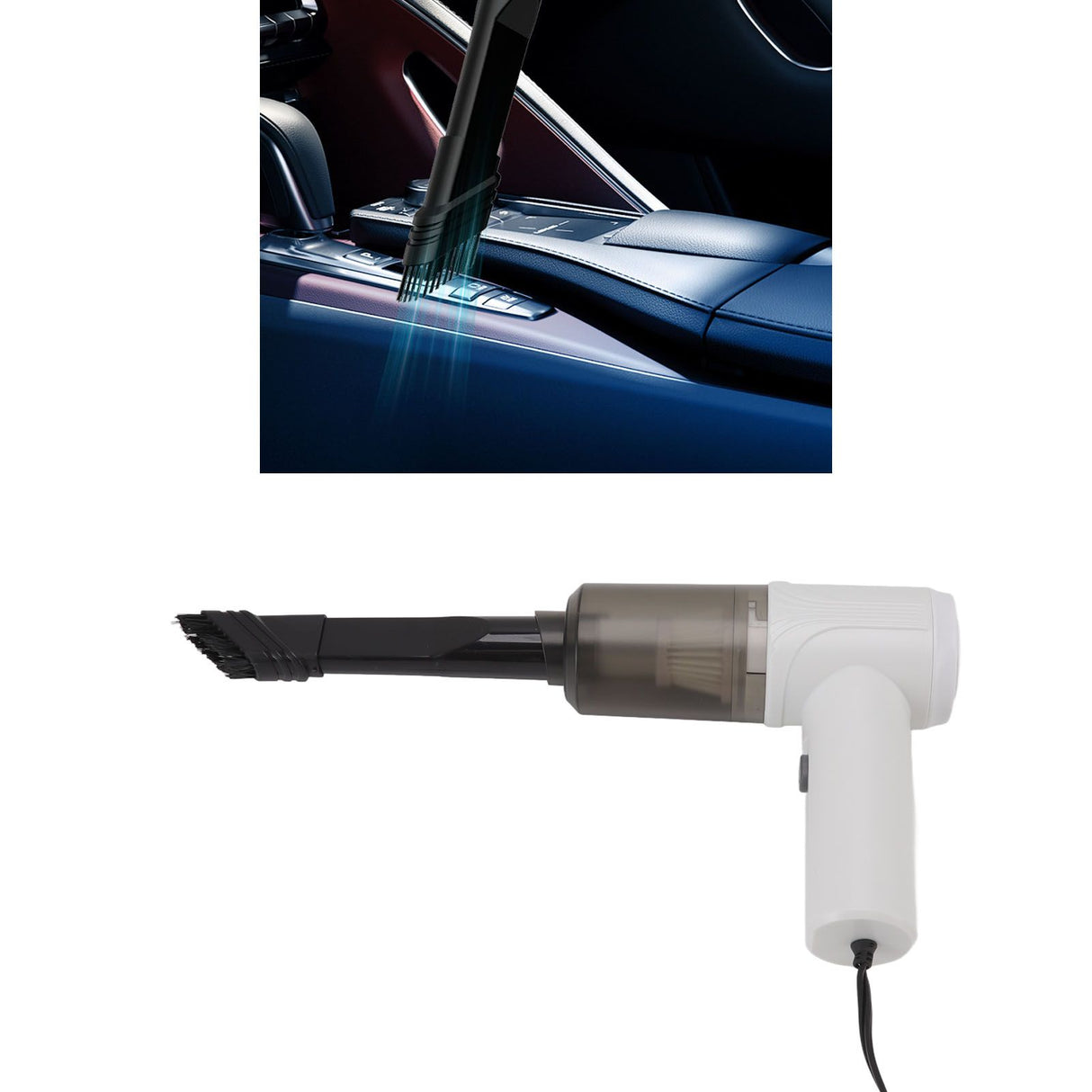 Car Vacuum Cleaner 360° Cleaning Washable Filter Screen Portable Handheld Vacuum Cleaner Inflator 12V White