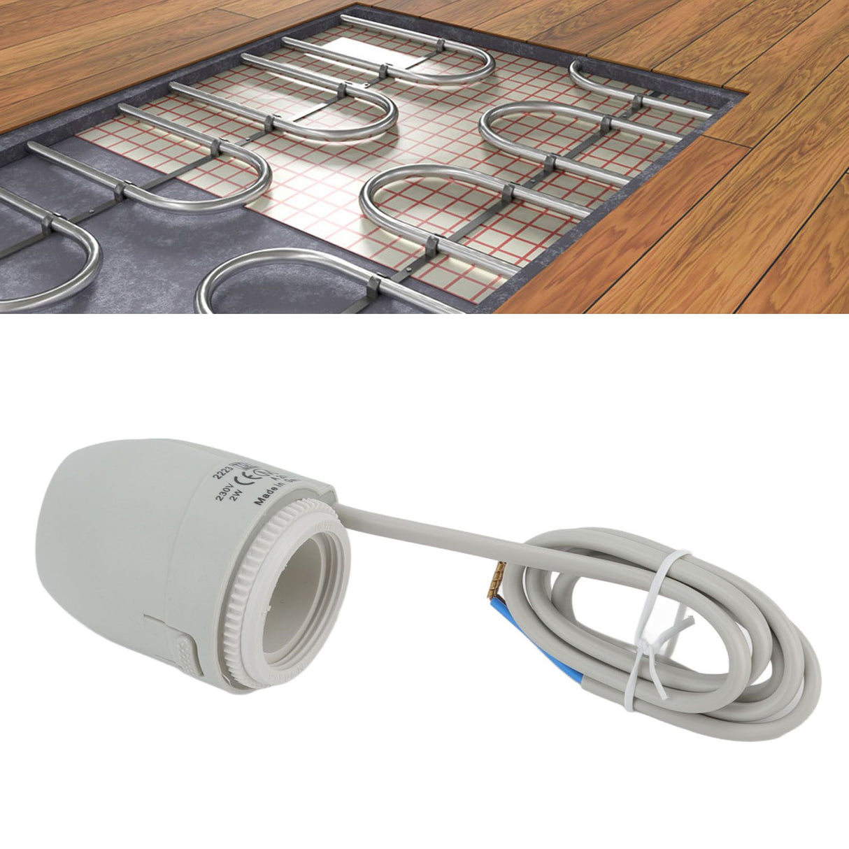 2W Electric Thermal Actuator Manifold Closed IP54 Waterproof Floor Heating Thermostatic Valve for Heating System 230V
