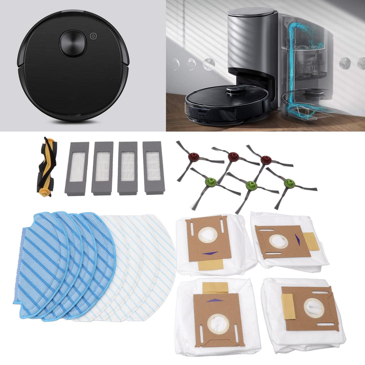 Sweeper Brush Filter Dust Bag Cloth and Rag Sweeper Accessories for DEEBOT OZMO T8 T8aivi Replacement