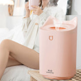 2L Air Humidifier USB Deep Hydration Fine Spout Multifunction Desk Humidifier Ambient Light for Office Pink