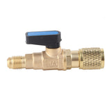 AC Air Conditioning Refrigeration Valve Refrigerant Liquid Hose Ball Valve Adapter Yellow