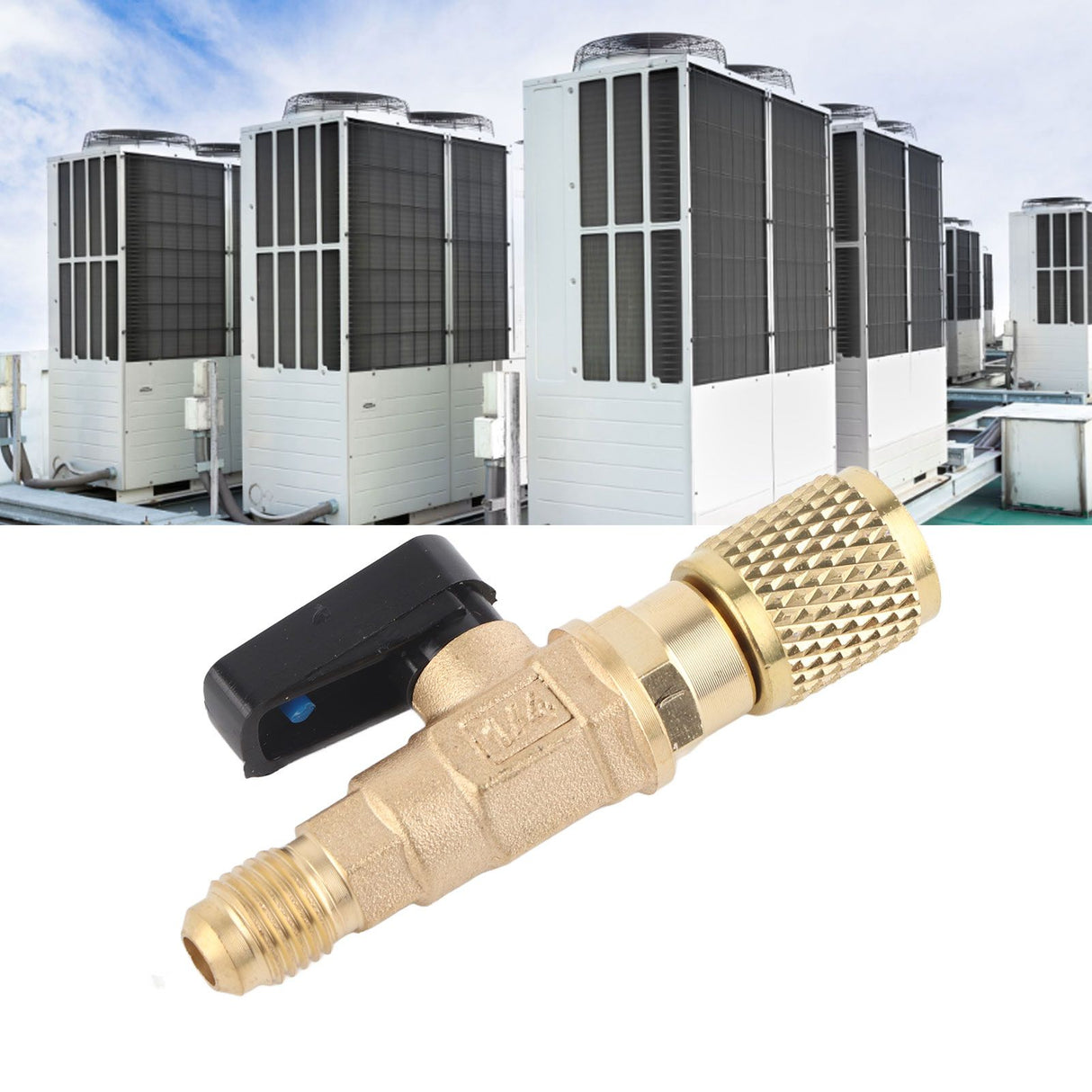 AC Air Conditioning Refrigeration Valve Refrigerant Liquid Hose Ball Valve Adapter Yellow