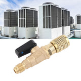 AC Air Conditioning Refrigeration Valve Refrigerant Liquid Hose Ball Valve Adapter Yellow - Extra Image