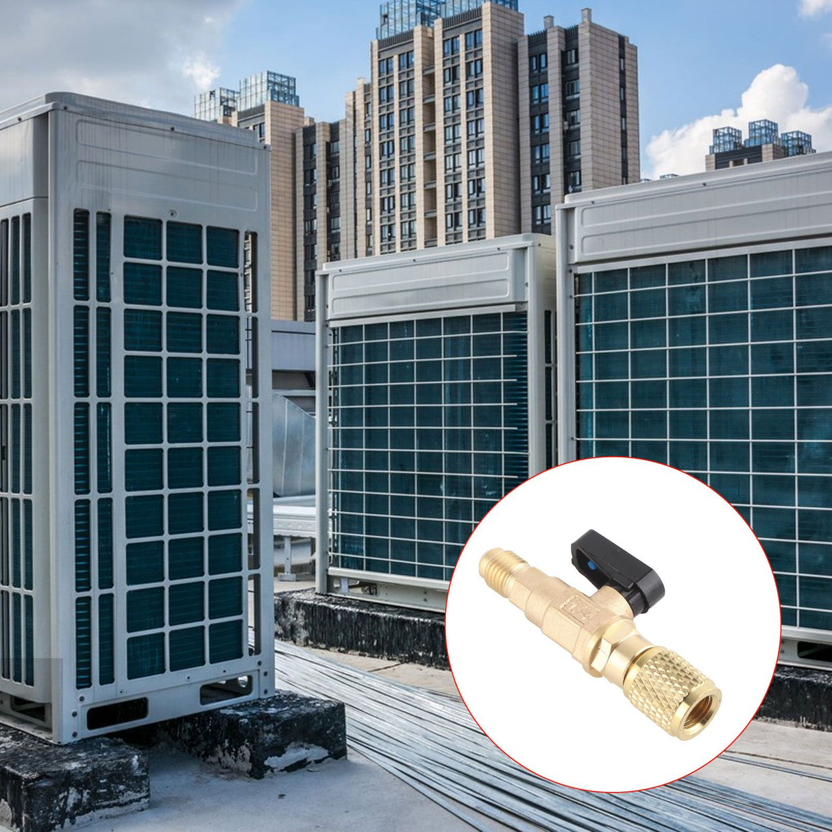 AC Air Conditioning Refrigeration Valve Refrigerant Liquid Hose Ball Valve Adapter Yellow