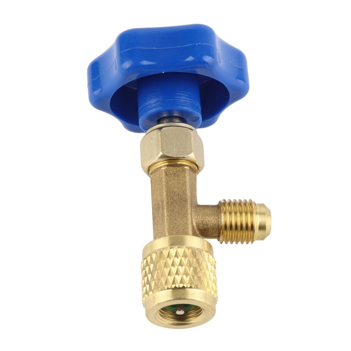 Universal Refrigerant Safety Valve Brass 1cm Diameter Cylinder Valve Replacement for Home Air Conditioner Yellow