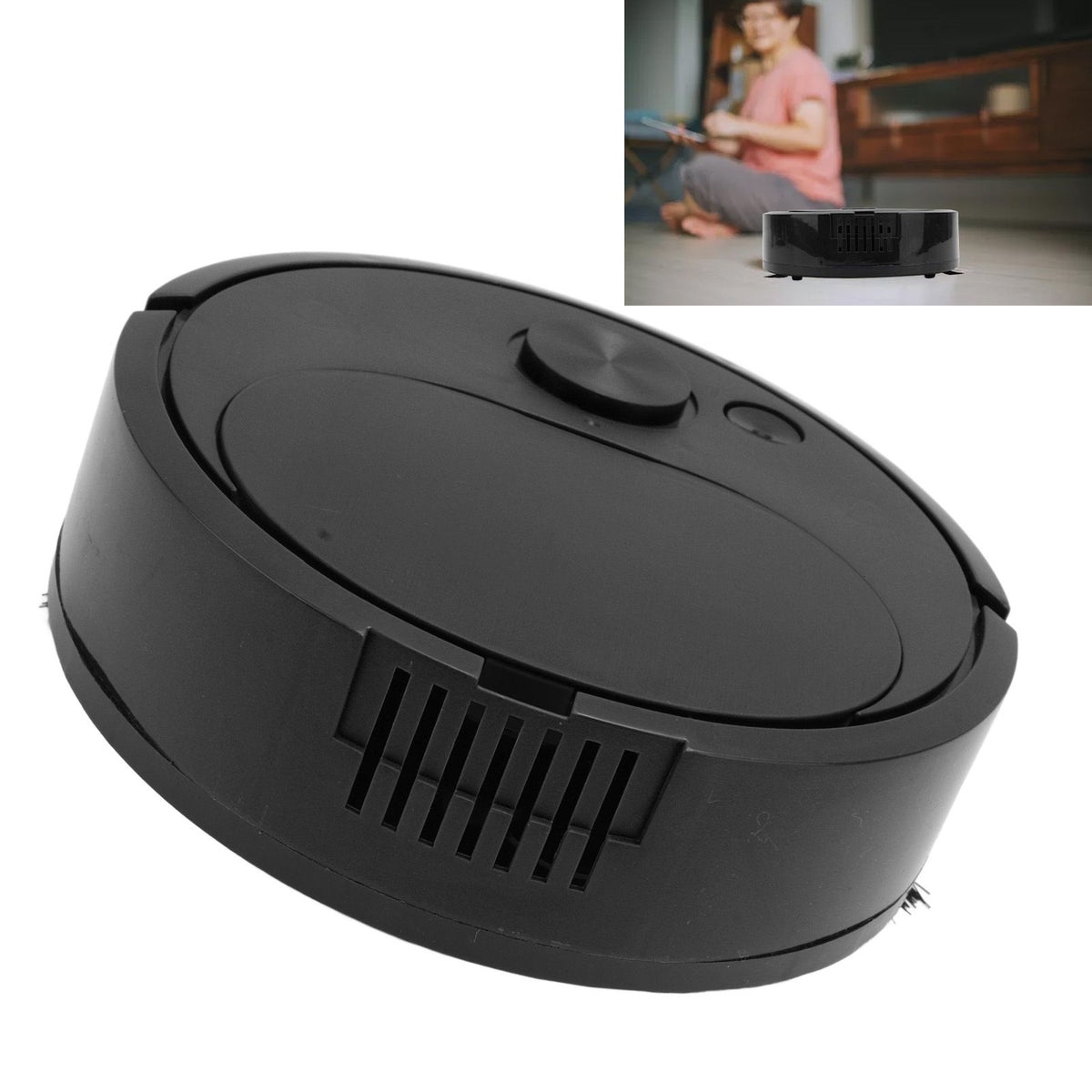 Robot Vacuum Cleaner Multifunctional USB Charging Mini Smart Sweeping Robot for Wooden Flooring Tile Carpet Black