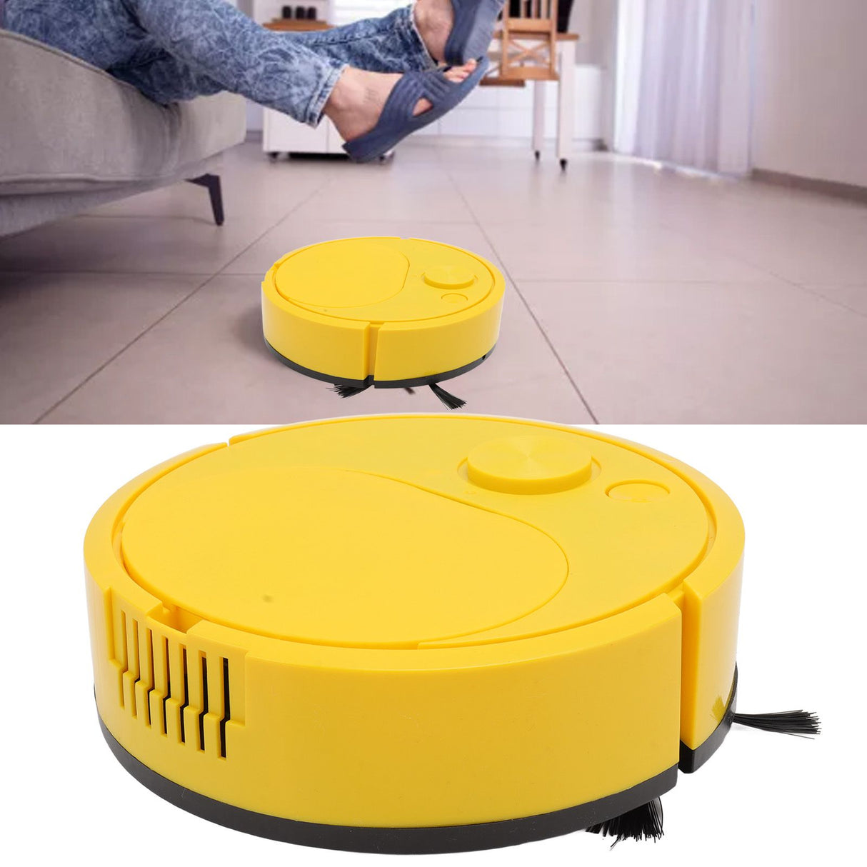 Robot Vacuum Cleaner Multifunctional USB Charging Mini Smart Sweeping Robot for Wooden Flooring Tile Carpet Yellow