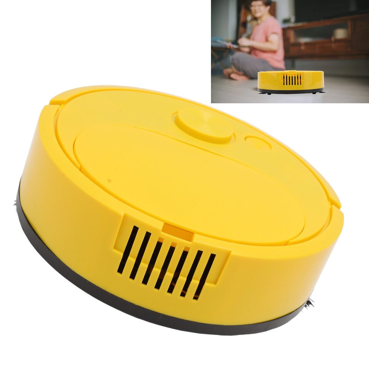 Robot Vacuum Cleaner Multifunctional USB Charging Mini Smart Sweeping Robot for Wooden Flooring Tile Carpet Yellow