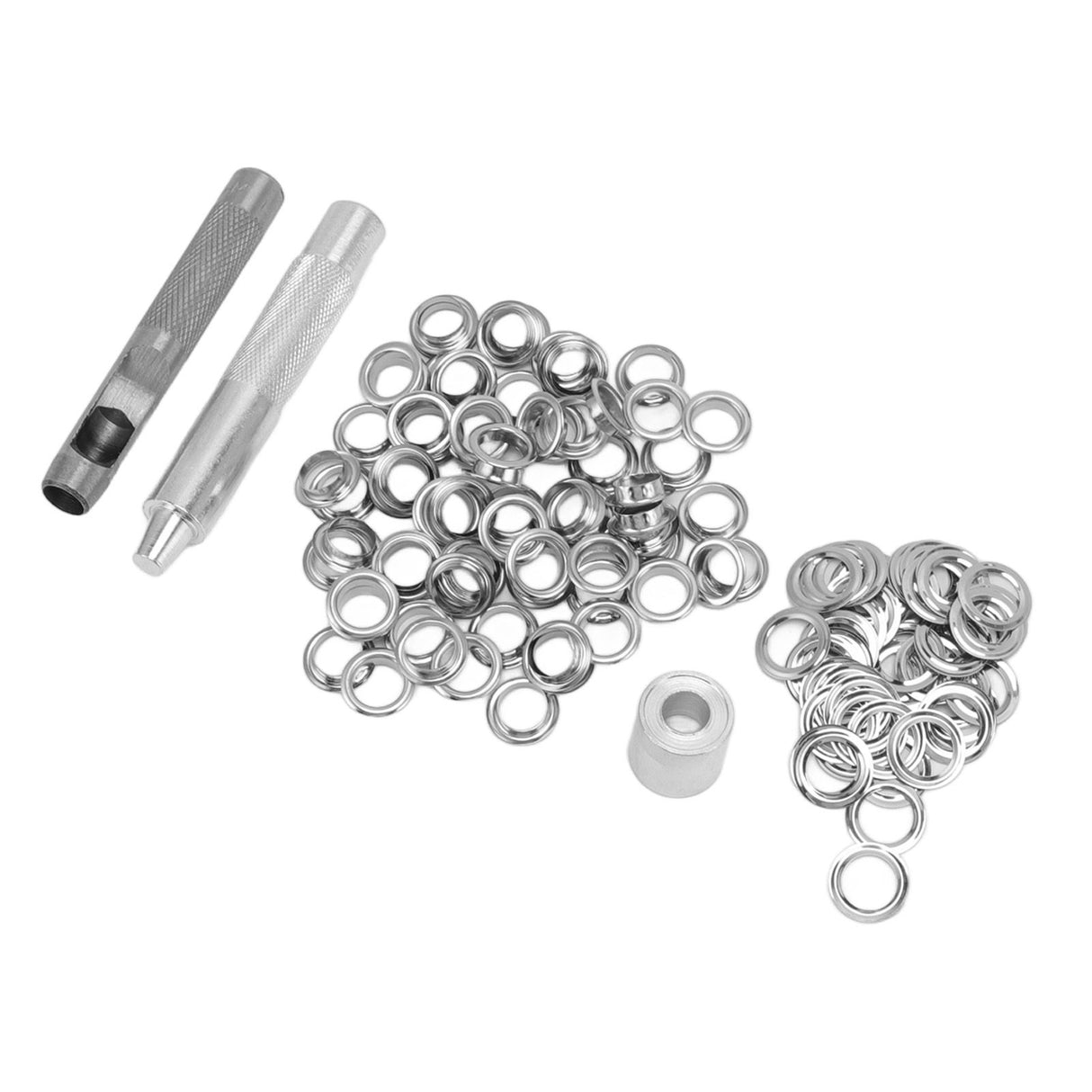 Grommet Tool Kit 100 Set Grommet Eyelets with Setting Tools Hole Cutter Mandrel for Tarps Handicraft