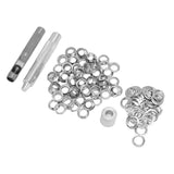 Grommet Tool Kit 100 Set Grommet Eyelets with Setting Tools Hole Cutter Mandrel for Tarps Handicraft - Front View