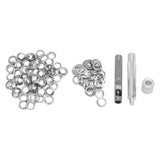 Grommet Tool Kit 100 Set Grommet Eyelets with Setting Tools Hole Cutter Mandrel for Tarps Handicraft - Side View