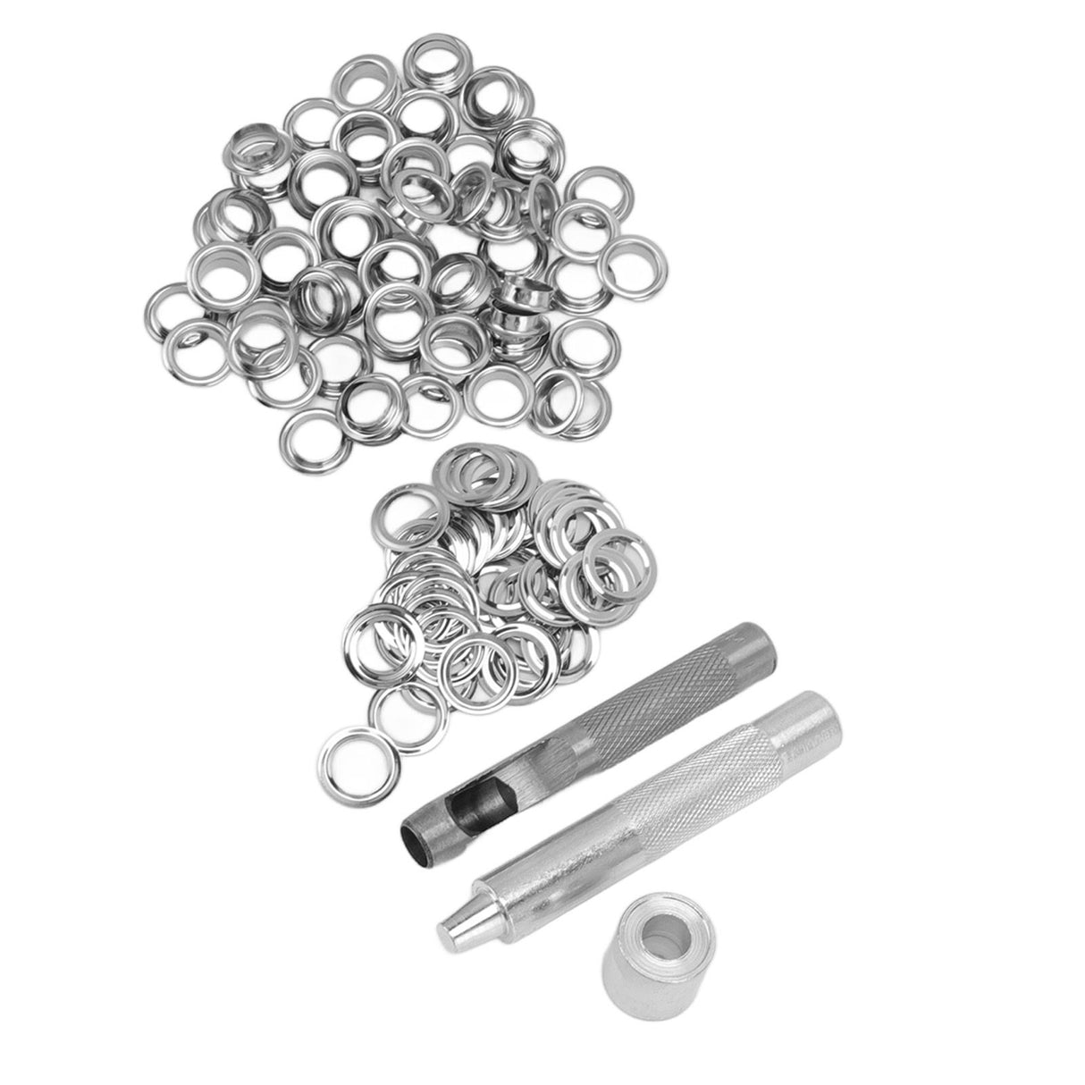 Grommet Tool Kit 100 Set Grommet Eyelets with Setting Tools Hole Cutter Mandrel for Tarps Handicraft