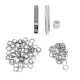 Grommet Tool Kit 100 Set Grommet Eyelets with Setting Tools Hole Cutter Mandrel for Tarps Handicraft