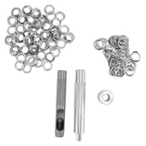 Grommet Tool Kit 100 Set Grommet Eyelets with Setting Tools Hole Cutter Mandrel for Tarps Handicraft - Rear View