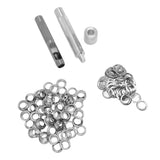 Grommet Tool Kit 100 Set Grommet Eyelets with Setting Tools Hole Cutter Mandrel for Tarps Handicraft