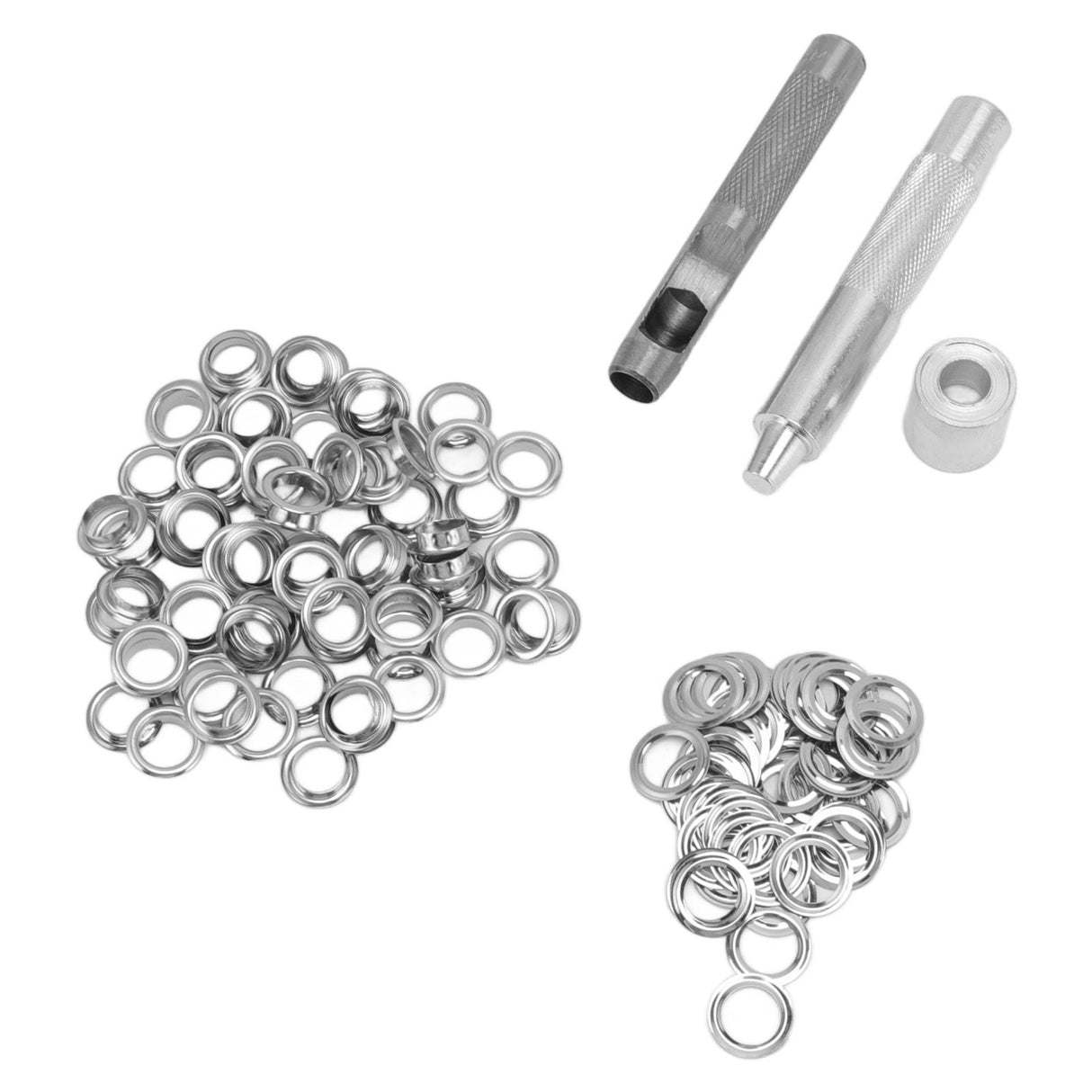 Grommet Tool Kit 100 Set Grommet Eyelets with Setting Tools Hole Cutter Mandrel for Tarps Handicraft