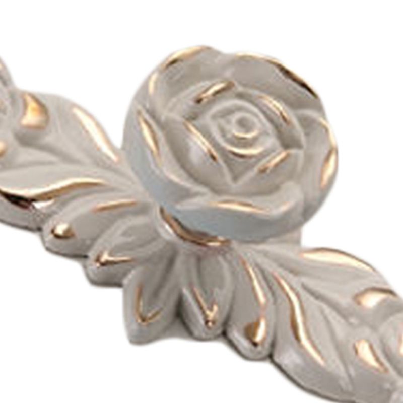 Euro Rose Cabinet Knobs Vintage Exquisite 3D Zinc Alloy Flower Drawer Pull Handles for Kitchen Bedroom and Bathroom Leaf Ivory with Gold Trim M