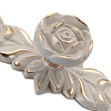 Euro Rose Cabinet Knobs Vintage Exquisite 3D Zinc Alloy Flower Drawer Pull Handles for Kitchen Bedroom and Bathroom Leaf Ivory with Gold Trim M