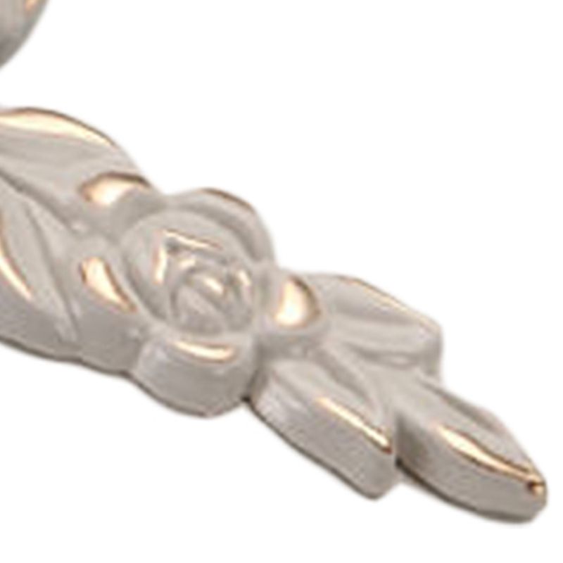 Euro Rose Cabinet Knobs Vintage Exquisite 3D Zinc Alloy Flower Drawer Pull Handles for Kitchen Bedroom and Bathroom Leaf Ivory with Gold Trim M