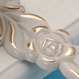 Euro Rose Cabinet Knobs Vintage Exquisite 3D Zinc Alloy Flower Drawer Pull Handles for Kitchen Bedroom and Bathroom Leaf Ivory with Gold Trim M