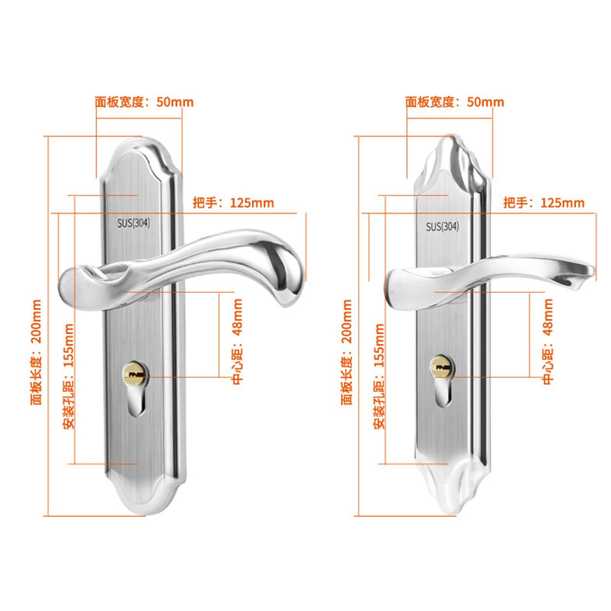 Stainless Steel Handle Door Lock Mechanical Magnetic Security Entry Lever Lock for Bedroom Hotel Balcony