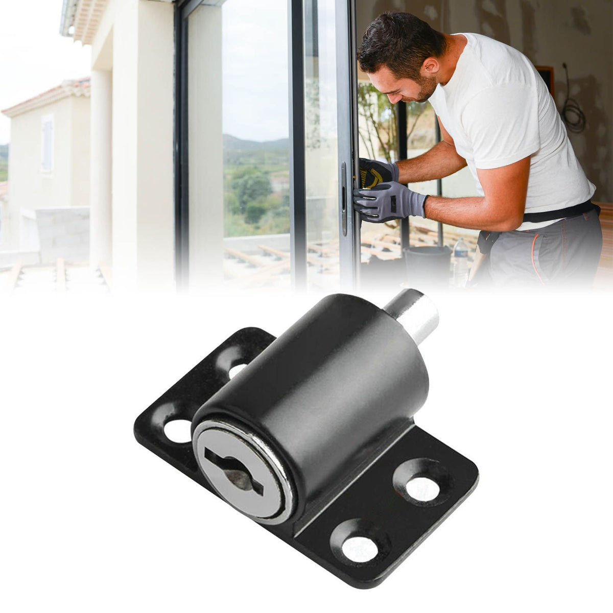 Door Security Lock Anti Theft Alloy Paint Surface with Keys Window Bolt for Home Cabinets Black