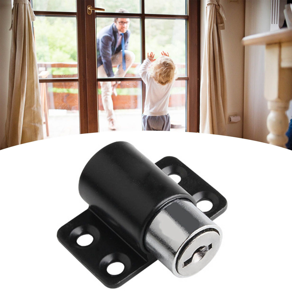 Door Security Lock Anti Theft Alloy Paint Surface with Keys Window Bolt for Home Cabinets Black
