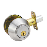 Ball Door Knob Universal Protection Classic Entrance Keyed Interior Door Knob for Home Use Silver - Front View