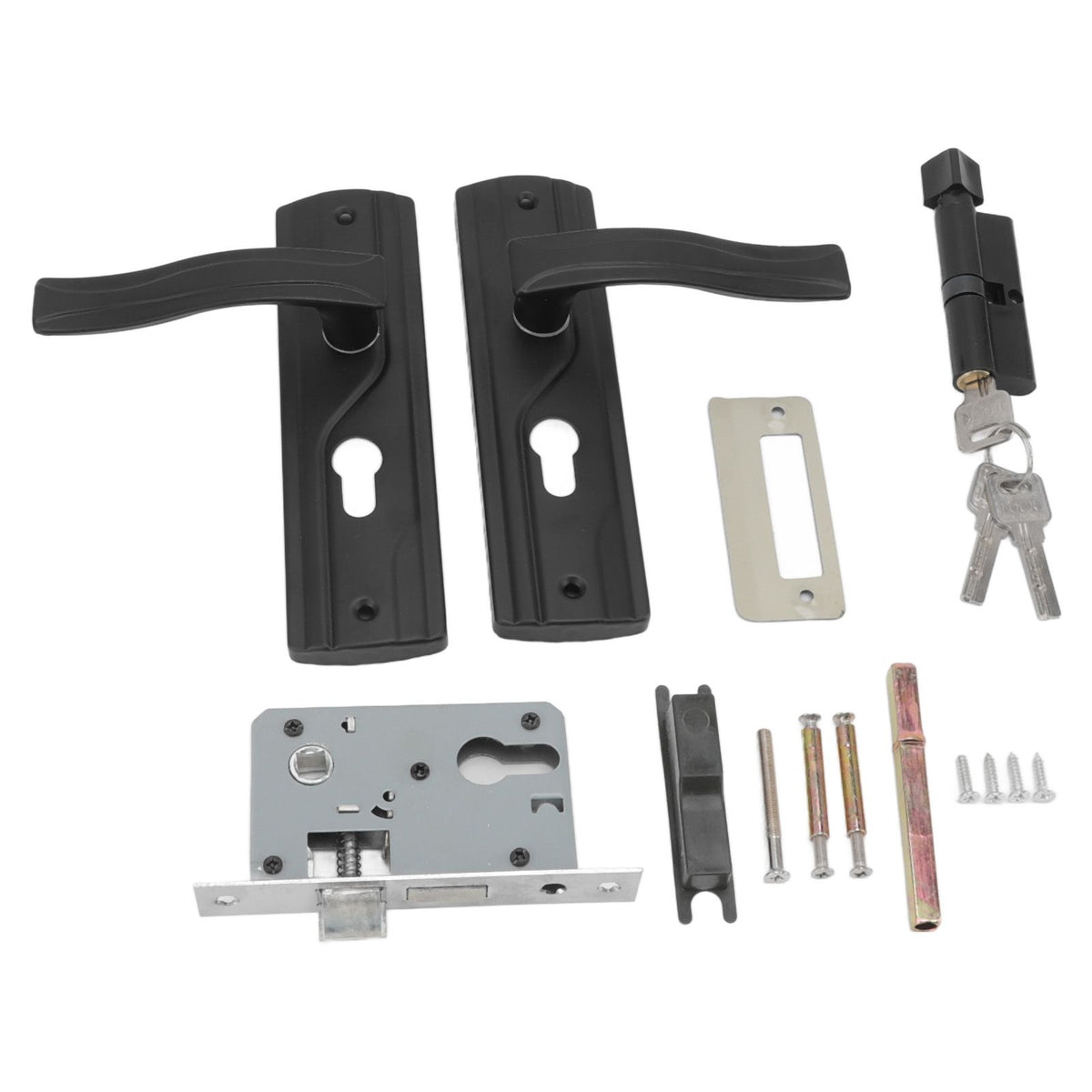 Door Handle Lock Manganese Steel Silent Bearing Universal Door Lever Lock Set with Keys for Home Bedroom Black
