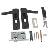Door Handle Lock Manganese Steel Silent Bearing Universal Door Lever Lock Set with Keys for Home Bedroom Black
