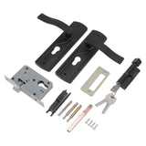 Door Handle Lock Manganese Steel Silent Bearing Universal Door Lever Lock Set with Keys for Home Bedroom Black - Top-Down View