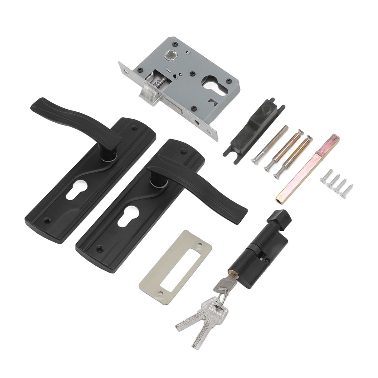 Door Handle Lock Manganese Steel Silent Bearing Universal Door Lever Lock Set with Keys for Home Bedroom Black