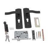 Door Handle Lock Manganese Steel Silent Bearing Universal Door Lever Lock Set with Keys for Home Bedroom Black - Rear View