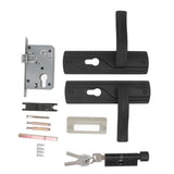 Door Handle Lock Manganese Steel Silent Bearing Universal Door Lever Lock Set with Keys for Home Bedroom Black - Close-Up Angle