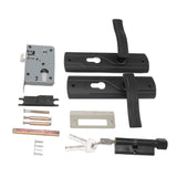 Door Handle Lock Manganese Steel Silent Bearing Universal Door Lever Lock Set with Keys for Home Bedroom Black - Extra Image