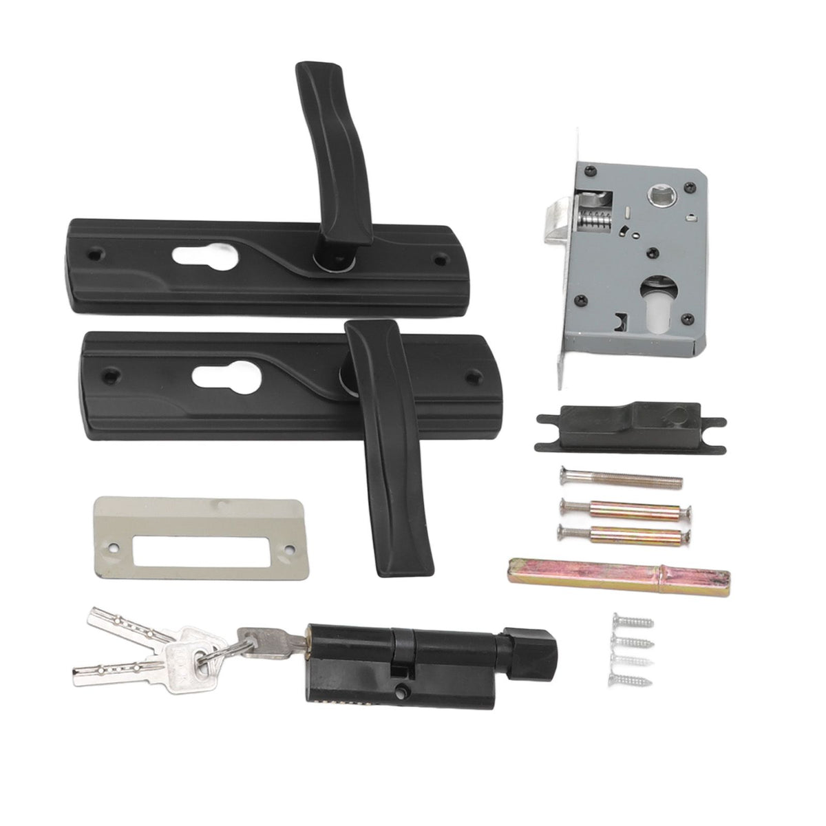 Door Handle Lock Manganese Steel Silent Bearing Universal Door Lever Lock Set with Keys for Home Bedroom Black