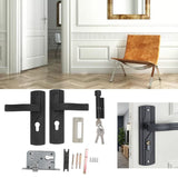 Door Handle Lock Manganese Steel Silent Bearing Universal Door Lever Lock Set with Keys for Home Bedroom Black