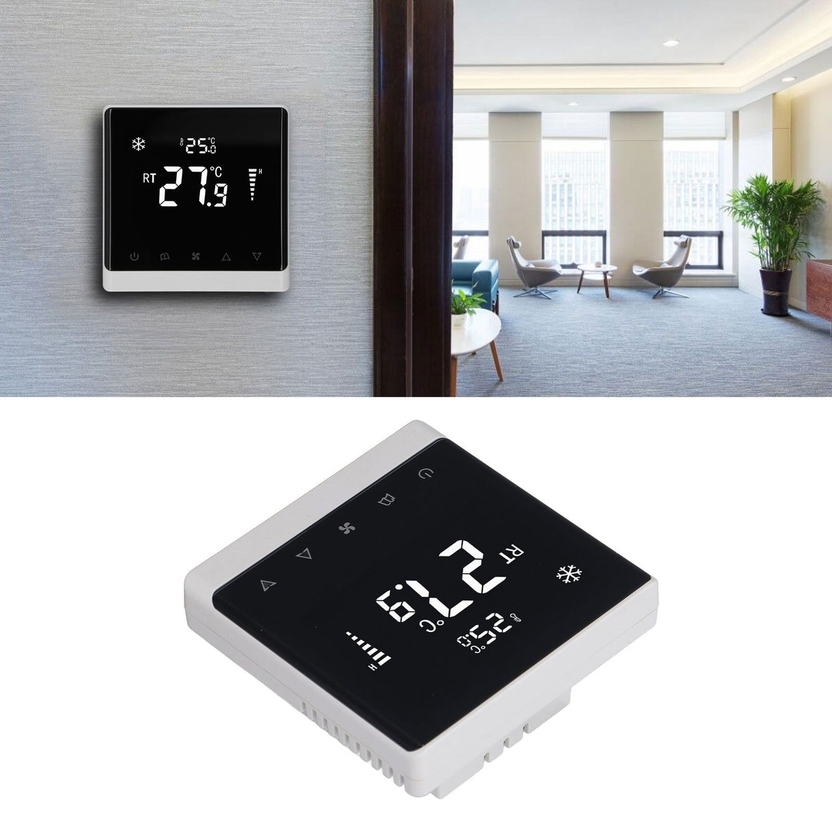 Air Conditioning Fan Thermostat Home Touchscreen Thermostat Panel Temperature Controller DC Brushless 180‑260V
