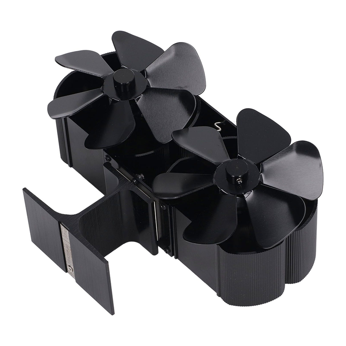 6 Blades Heat Powered Stove Fan Dual Head Fireplace Fan Home Non Electric Fan Black