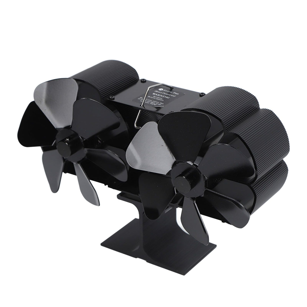 6 Blades Heat Powered Stove Fan Dual Head Fireplace Fan Home Non Electric Fan Black