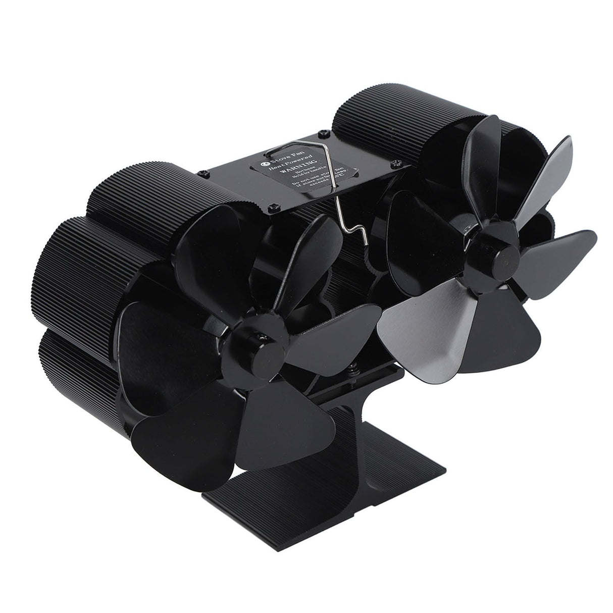 6 Blades Heat Powered Stove Fan Dual Head Fireplace Fan Home Non Electric Fan Black
