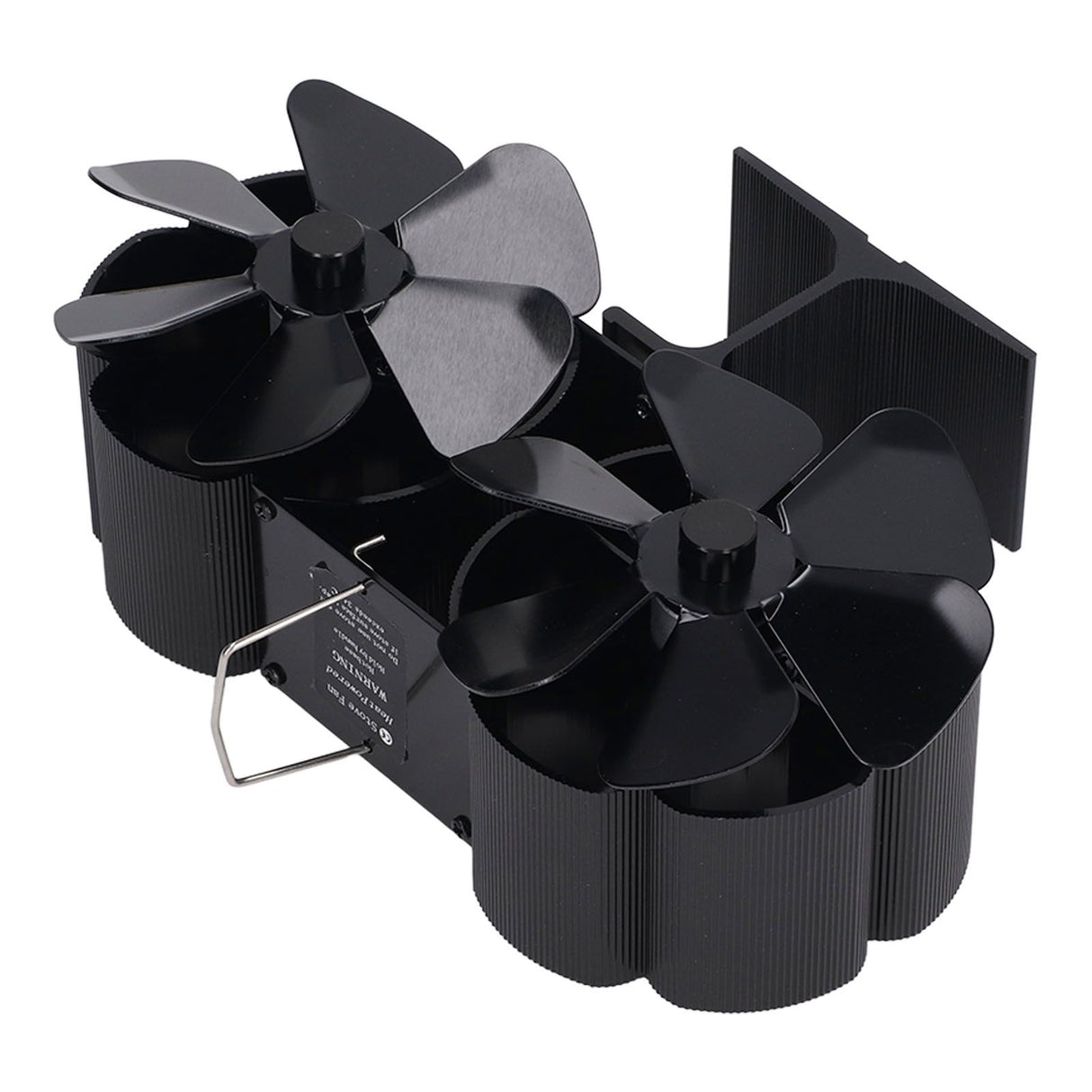 6 Blades Heat Powered Stove Fan Dual Head Fireplace Fan Home Non Electric Fan Black