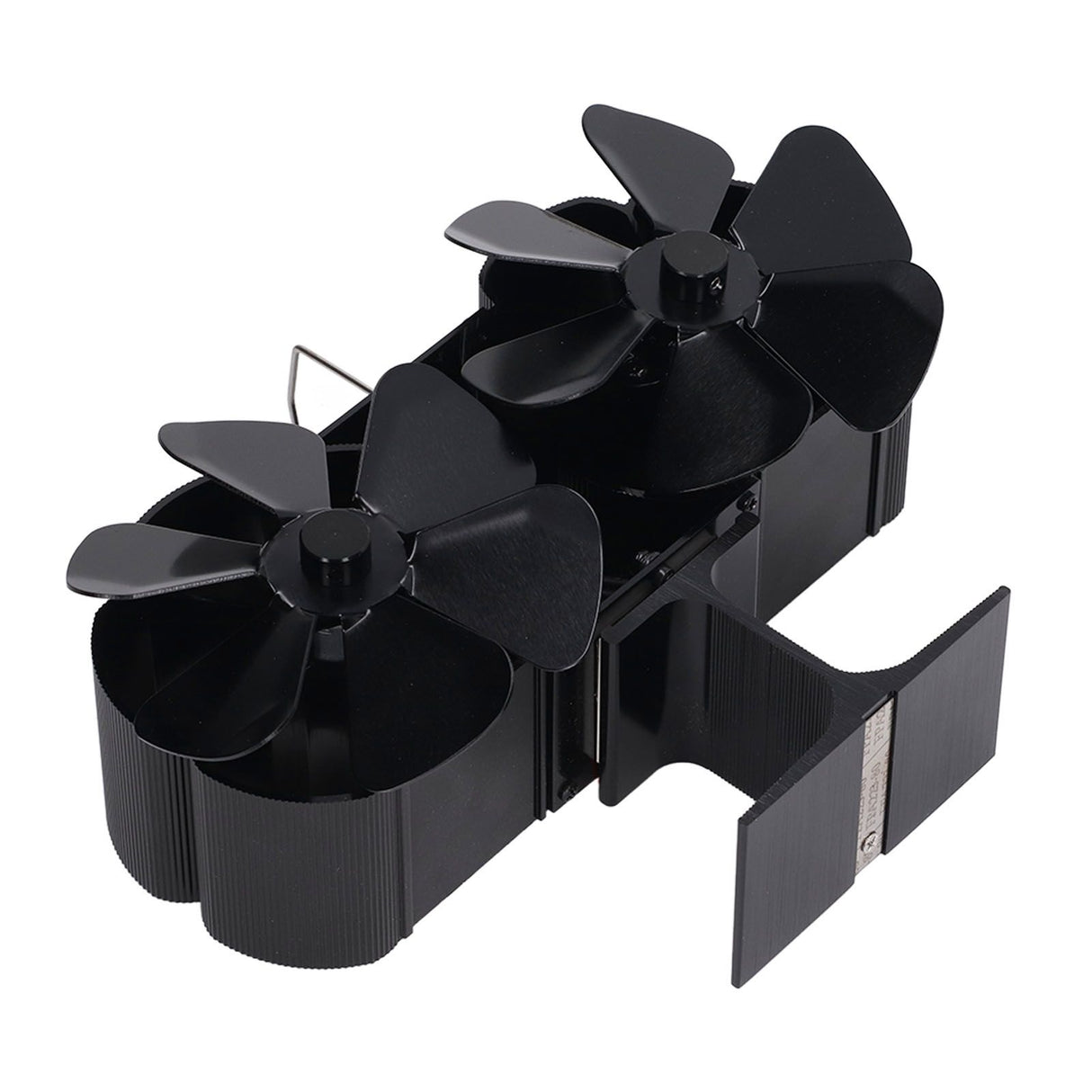 6 Blades Heat Powered Stove Fan Dual Head Fireplace Fan Home Non Electric Fan Black