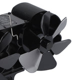 6 Blades Heat Powered Stove Fan Dual Head Fireplace Fan Home Non Electric Fan Black - Extra Image