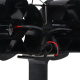 6 Blades Heat Powered Stove Fan Dual Head Fireplace Fan Home Non Electric Fan Black